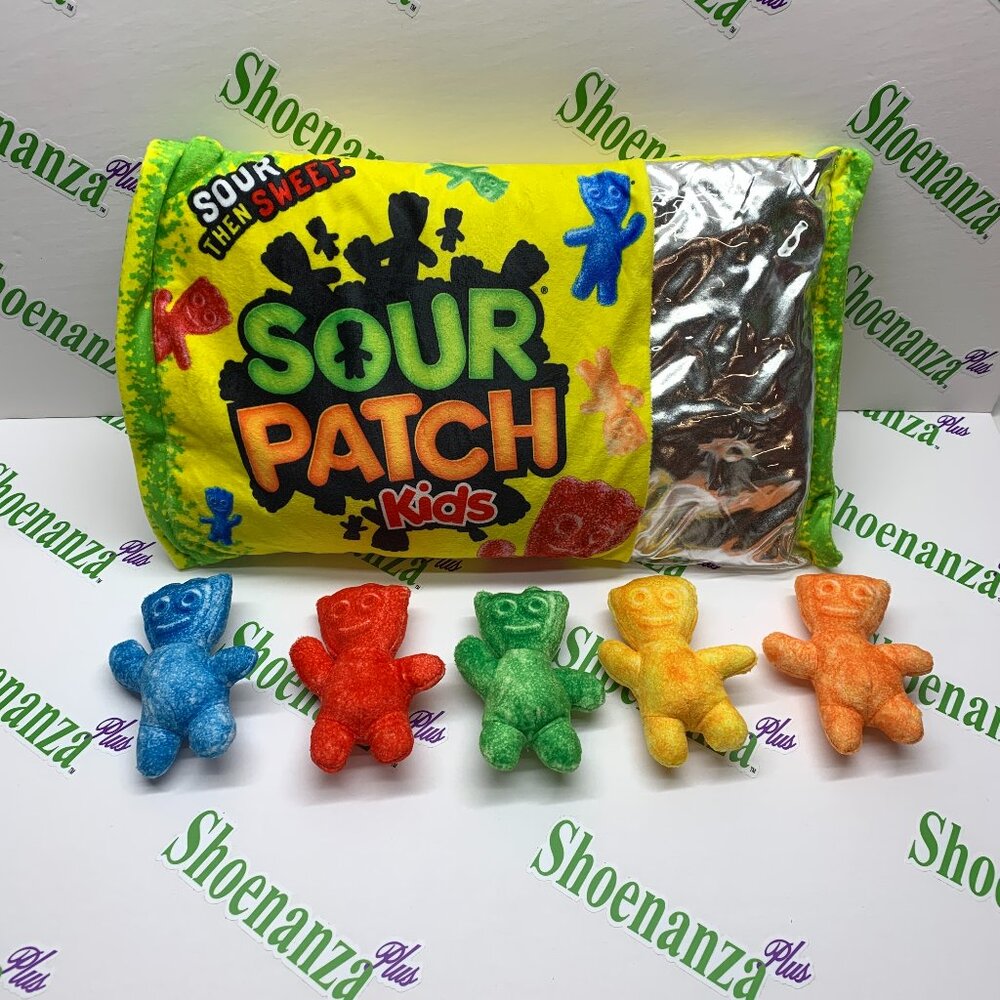 Sour Patch Kids Package Pillow Set 5 Mini Pillow Plush Zipper Pocket 16.5"x10.5"